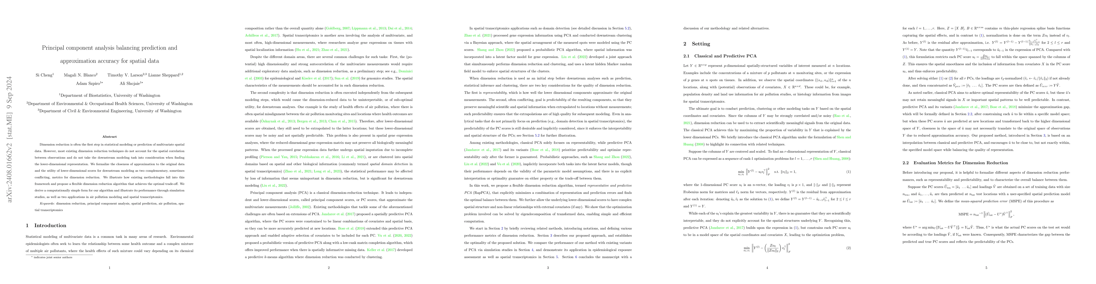 Thumbnail for Principal component analysis balancing prediction and approximation
  accuracy for spatial data