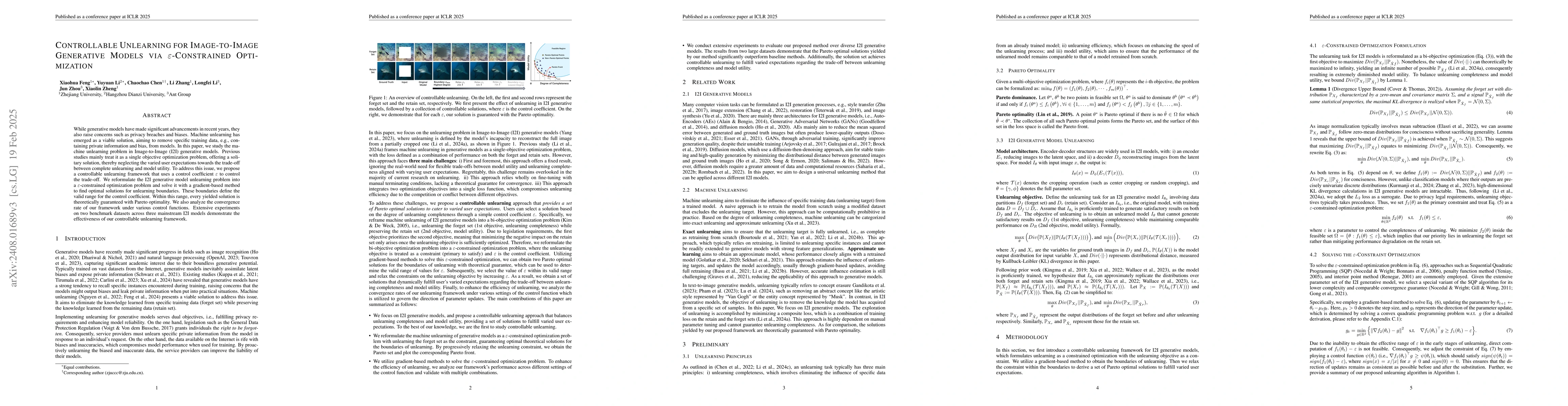 Thumbnail for Controllable Unlearning for Image-to-Image Generative Models via
  $\varepsilon$-Constrained Optimization