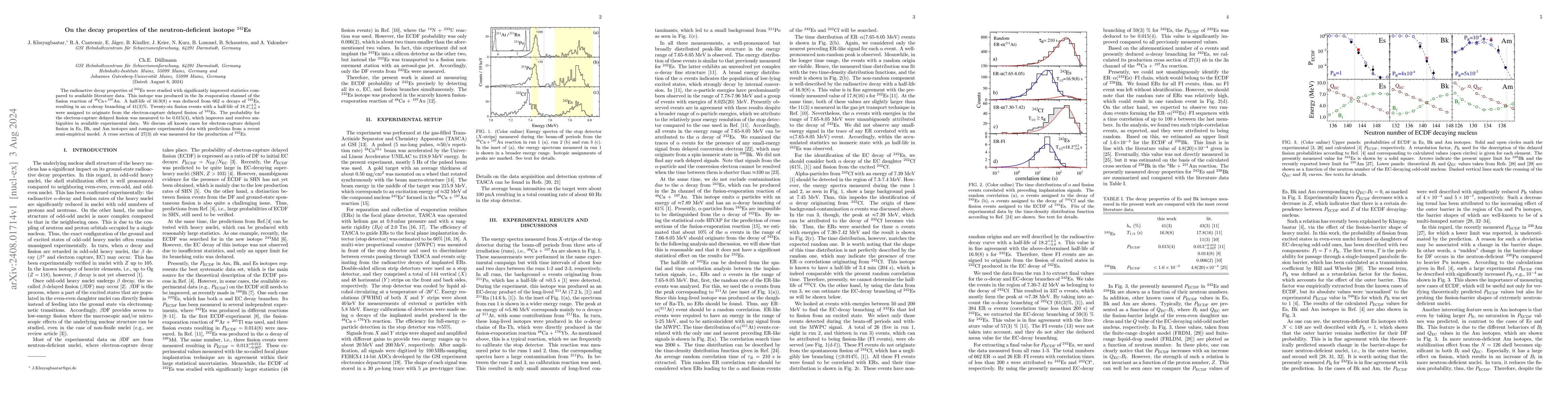 Thumbnail for On the decay properties of the neutron-deficient isotope 242Es