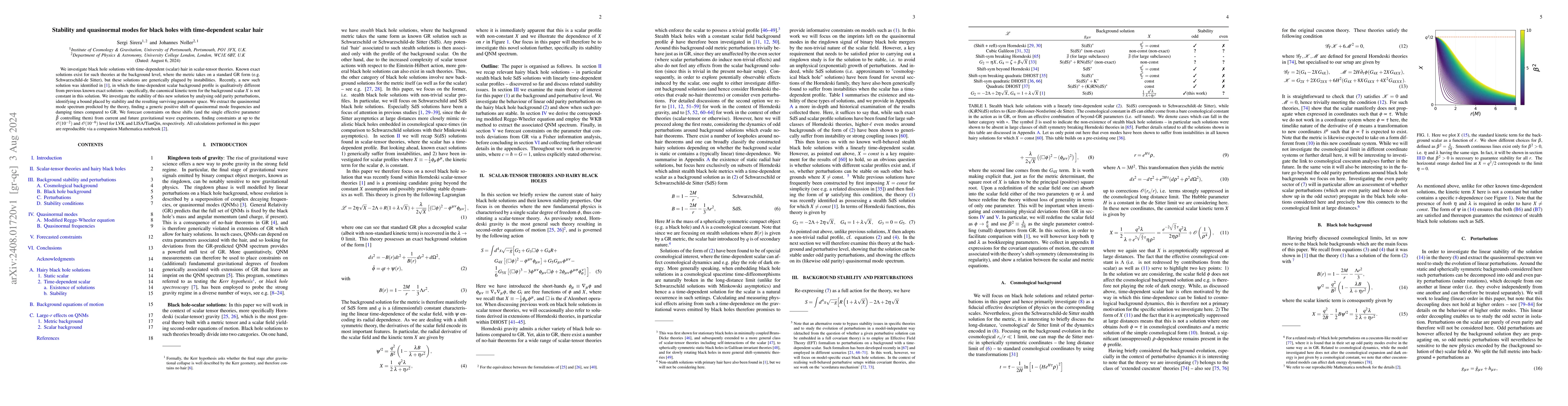 Thumbnail for Stability and quasinormal modes for black holes with time-dependent
  scalar hair