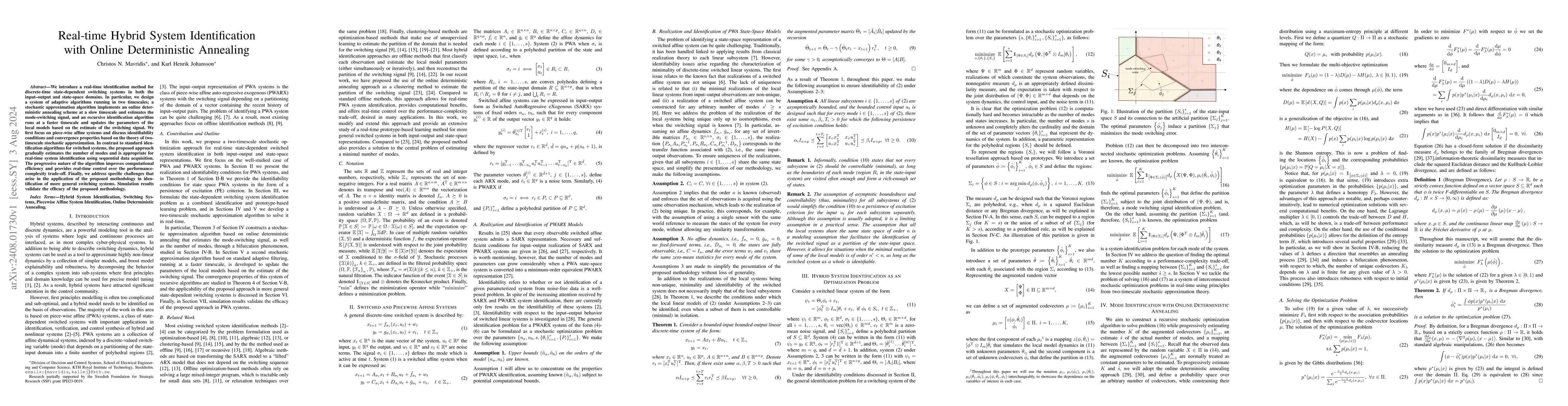 Thumbnail for Real-time Hybrid System Identification with Online Deterministic
  Annealing