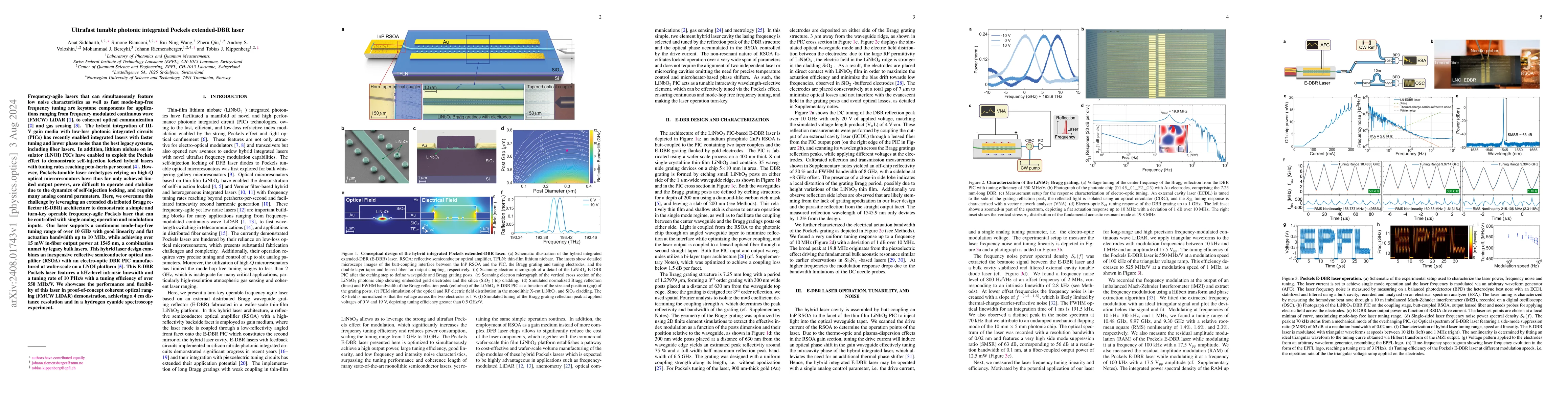 Thumbnail for Ultrafast tunable photonic integrated Pockels extended-DBR laser