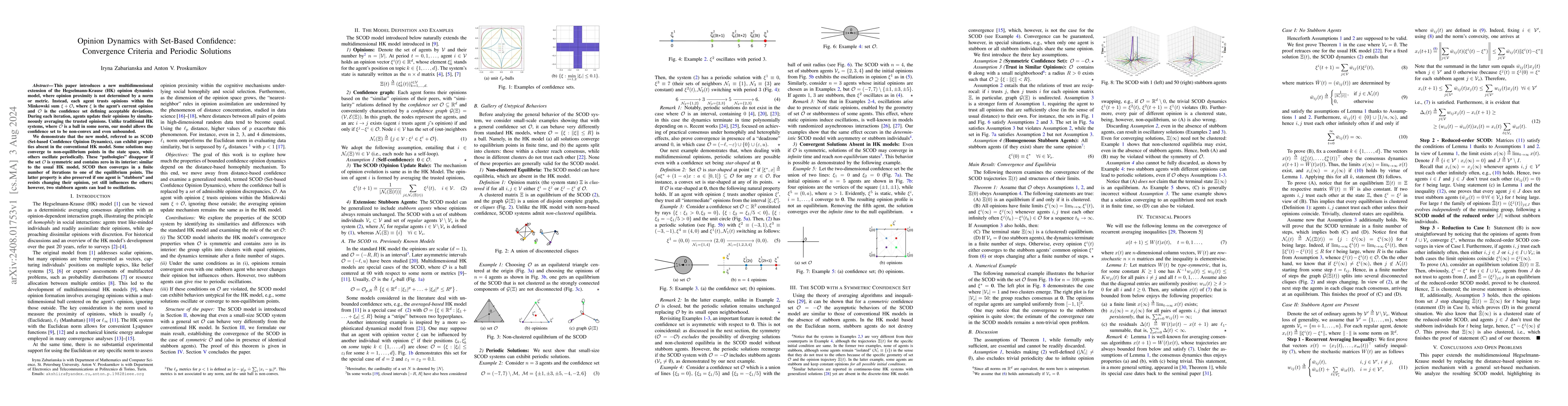 Thumbnail for Opinion Dynamics with Set-Based Confidence: Convergence Criteria and
  Periodic Solutions