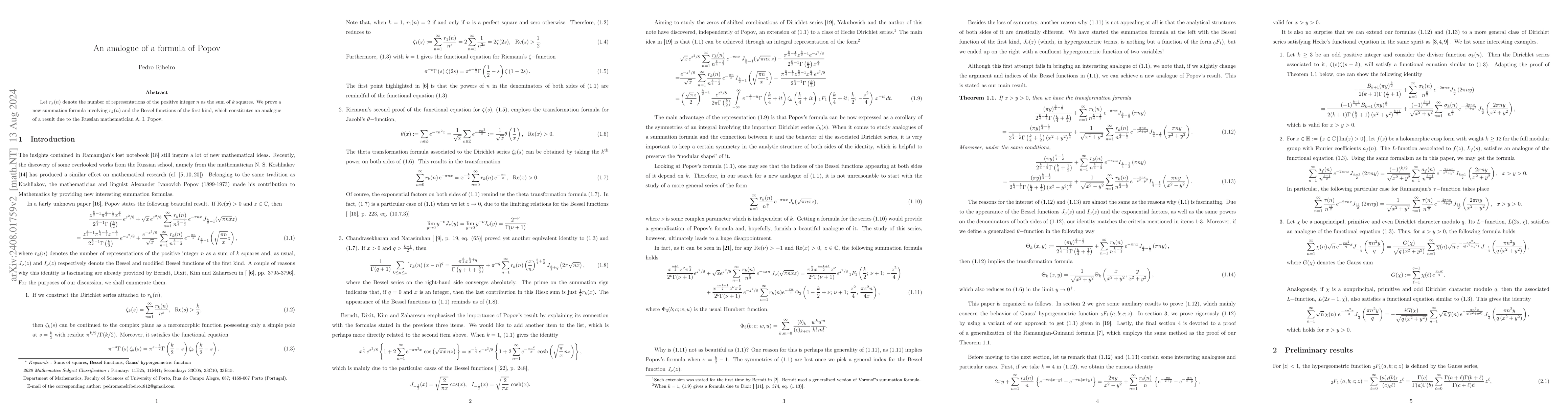 Thumbnail for An analogue of a formula of Popov