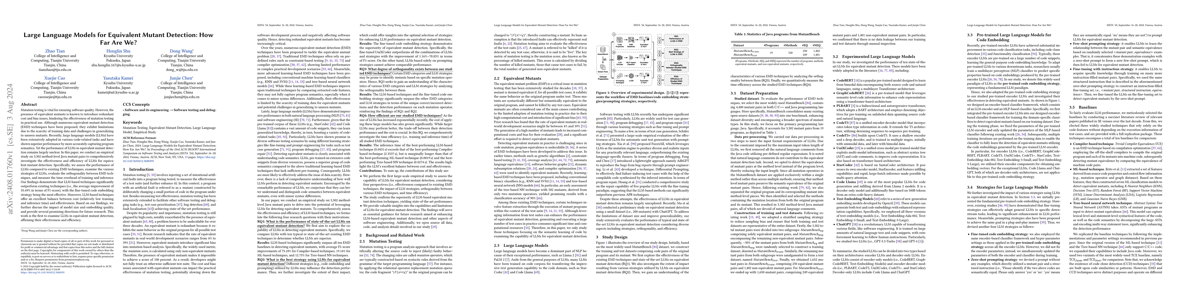 Thumbnail for Large Language Models for Equivalent Mutant Detection: How Far Are We?