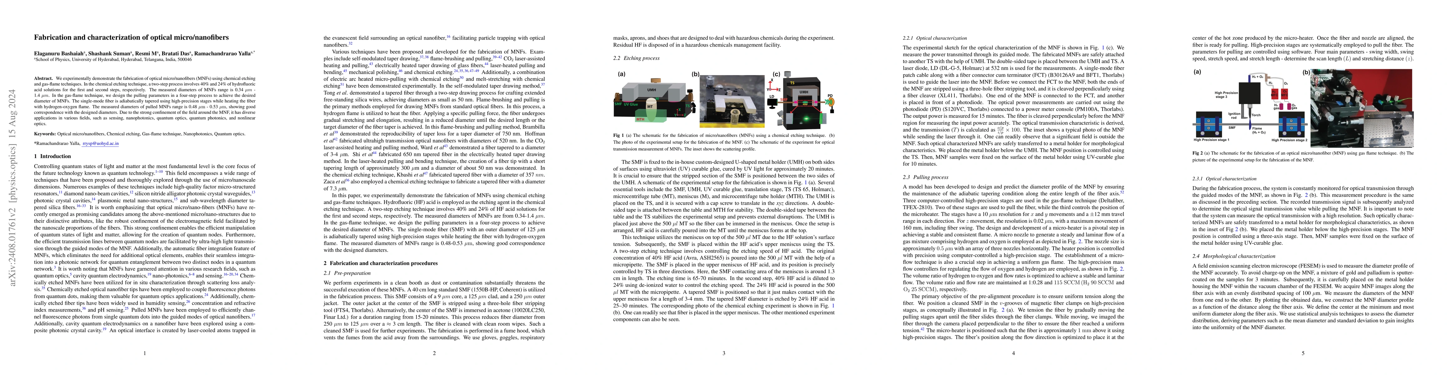 Thumbnail for Fabrication and characterization of optical micro/nanofibers