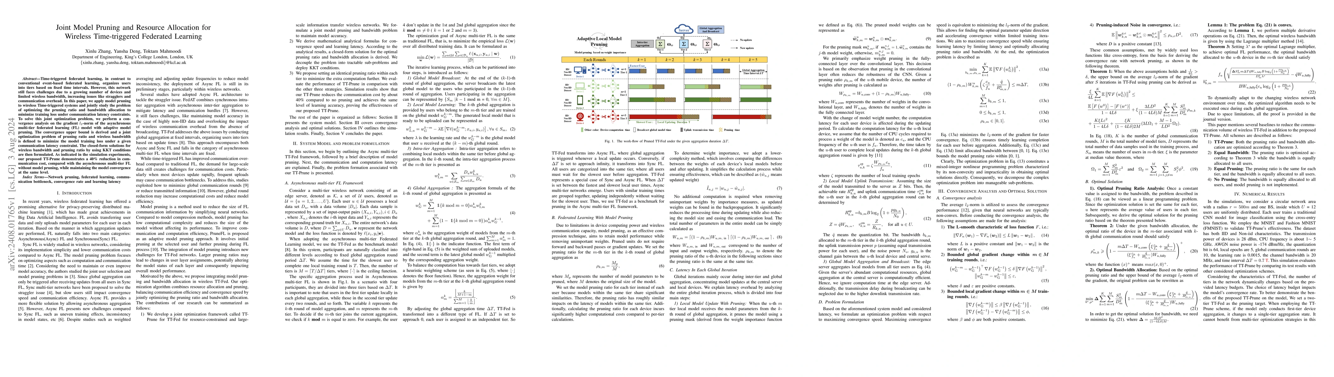 Thumbnail for Joint Model Pruning and Resource Allocation for Wireless Time-triggered
  Federated Learning