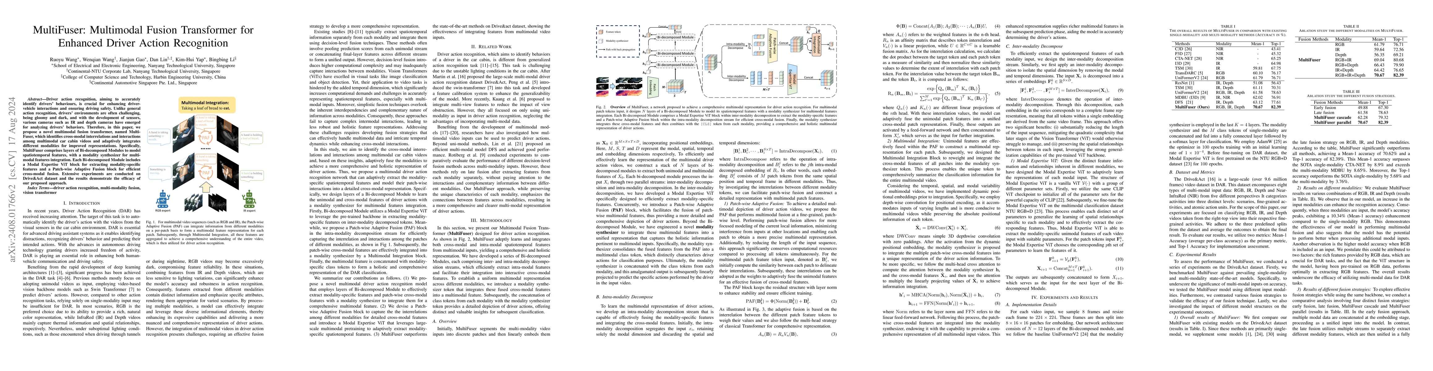 Thumbnail for MultiFuser: Multimodal Fusion Transformer for Enhanced Driver Action
  Recognition