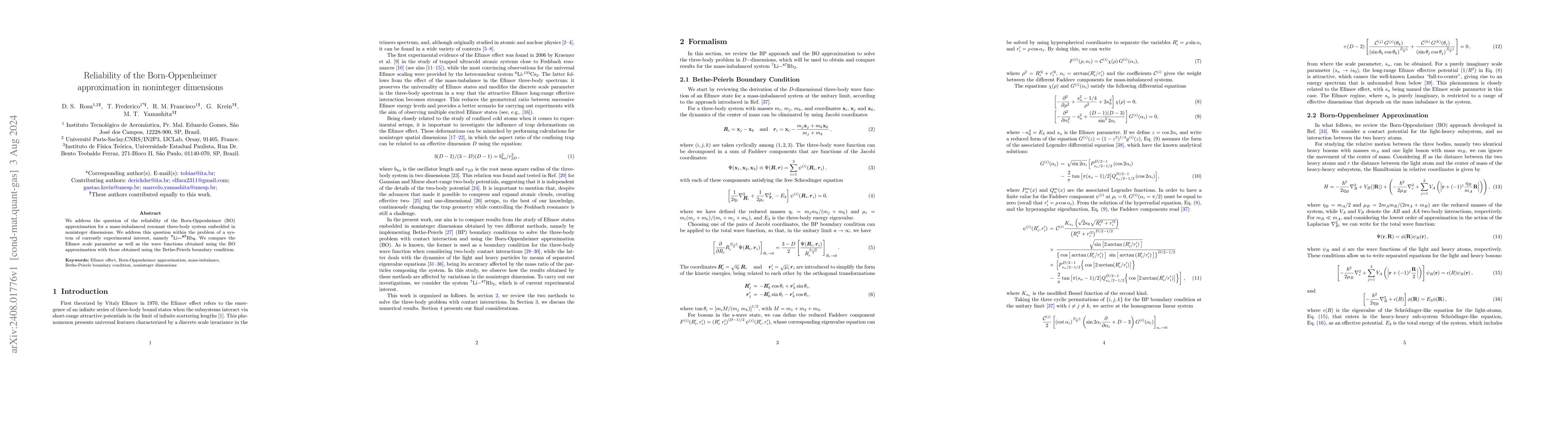 Thumbnail for Reliability of the Born-Oppenheimer approximation in noninteger
  dimensions