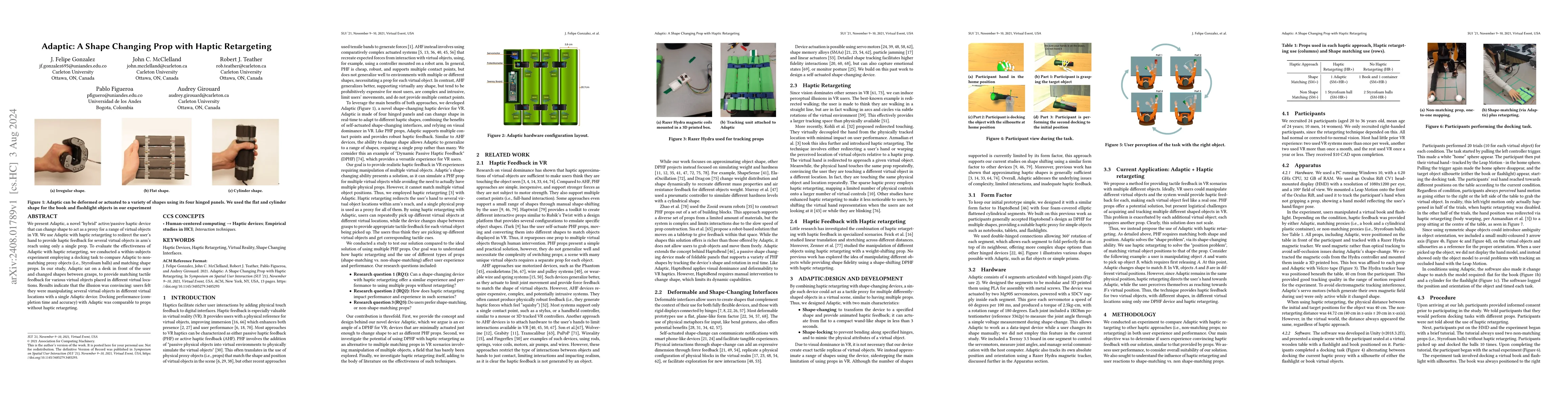 Thumbnail for Adaptic: A Shape Changing Prop with Haptic Retargeting