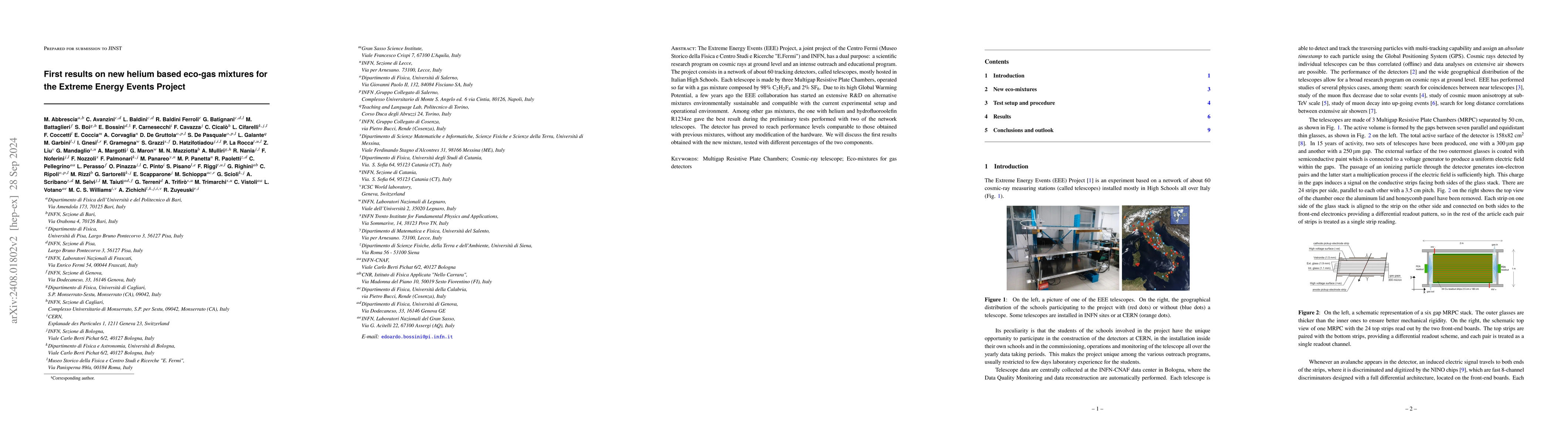 Thumbnail for First results on new helium based eco-gas mixtures for the Extreme
  Energy Events Project