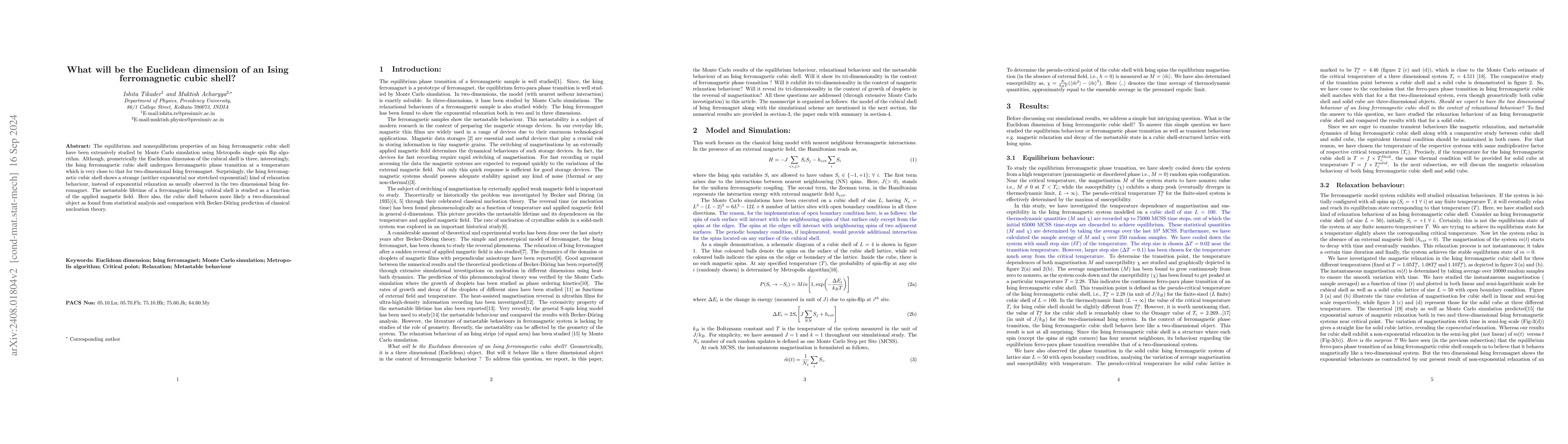 Thumbnail for What will be the Euclidean dimension of an Ising ferromagnetic cubic
  shell?