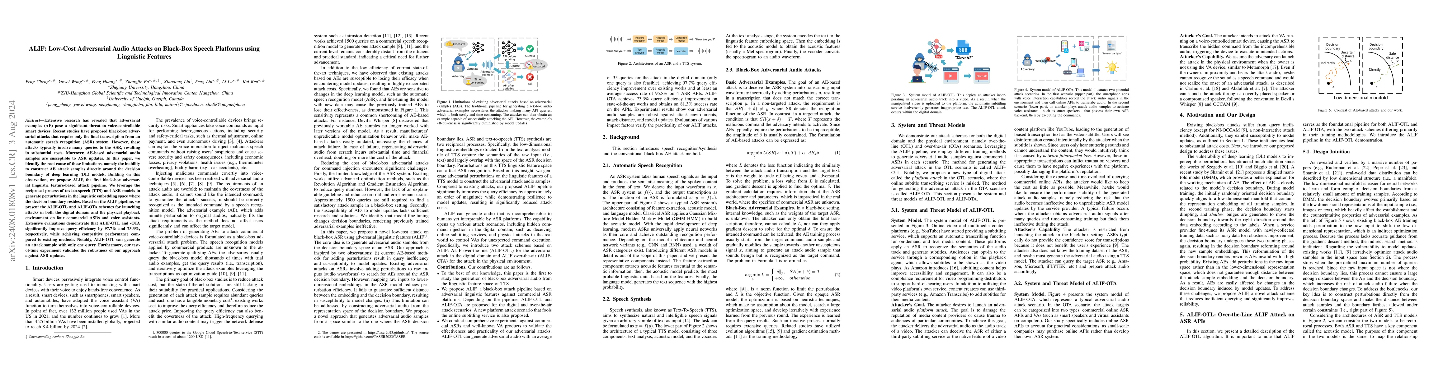 Thumbnail for ALIF: Low-Cost Adversarial Audio Attacks on Black-Box Speech Platforms
  using Linguistic Features