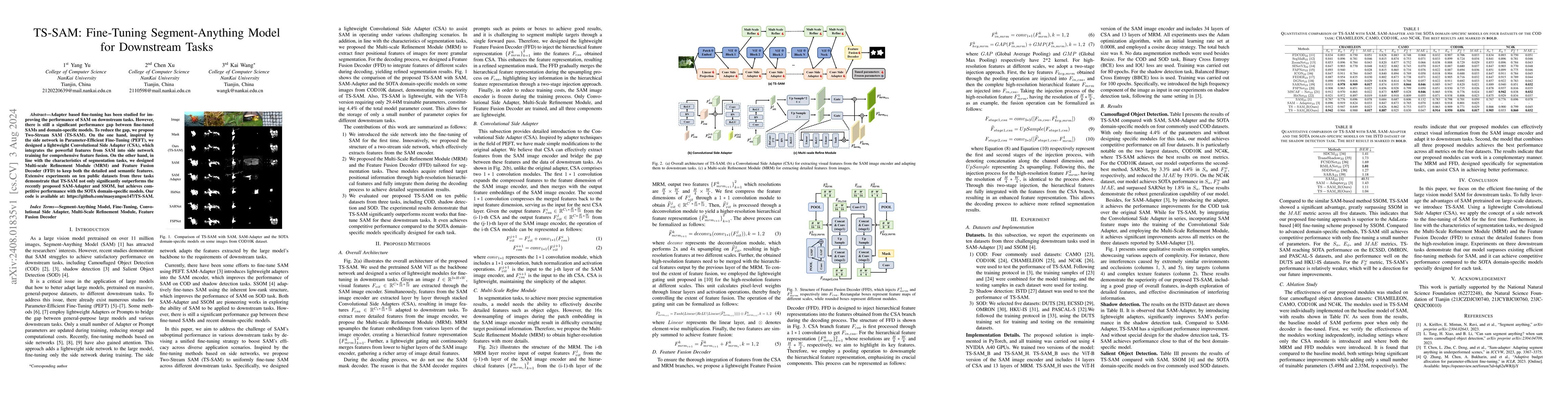 Thumbnail for TS-SAM: Fine-Tuning Segment-Anything Model for Downstream Tasks