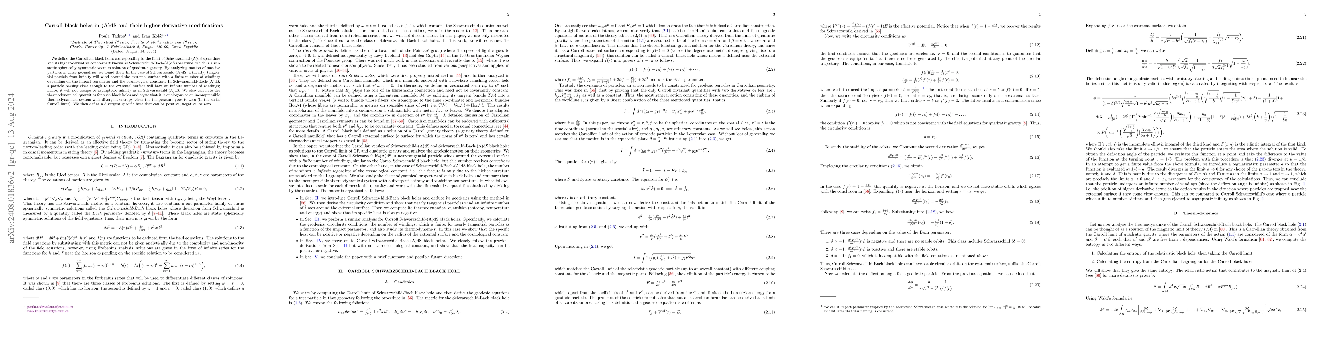 Thumbnail for Carroll black holes in (A)dS and their higher-derivative modifications