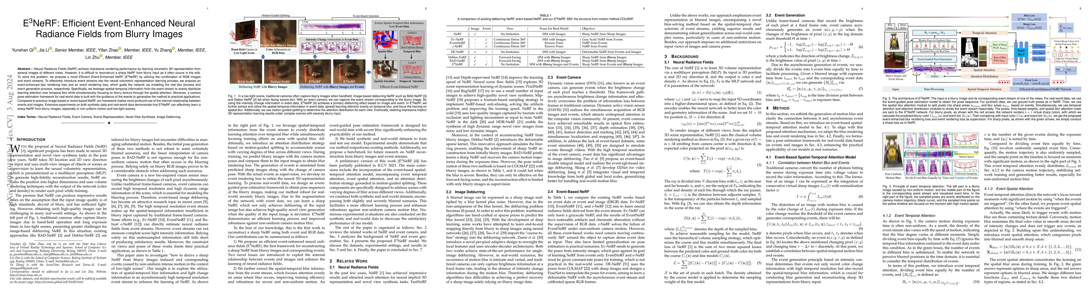 Thumbnail for E$^3$NeRF: Efficient Event-Enhanced Neural Radiance Fields from Blurry
  Images