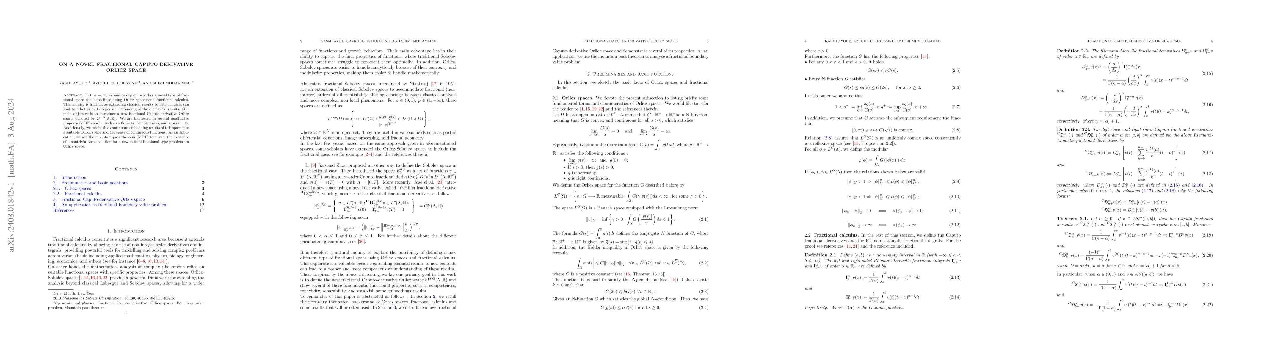 Thumbnail for On a novel fractional Caputo-derivative Orlicz space