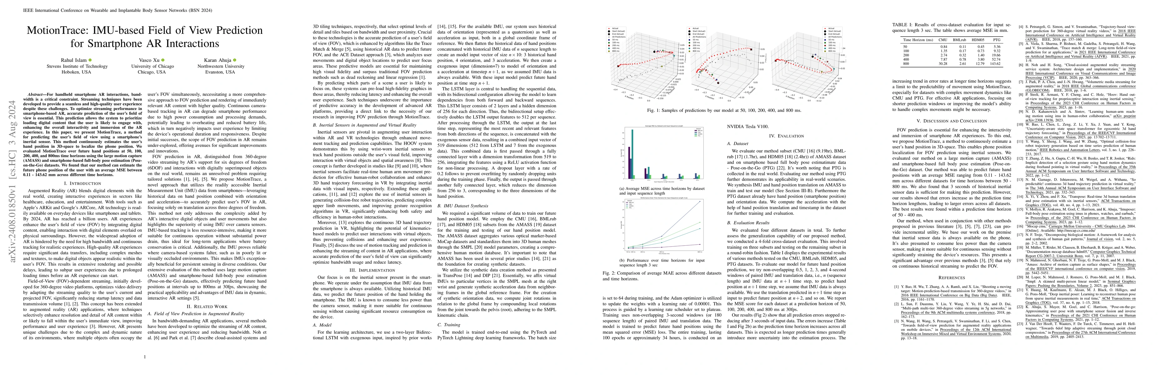 Thumbnail for MotionTrace: IMU-based Field of View Prediction for Smartphone AR
  Interactions