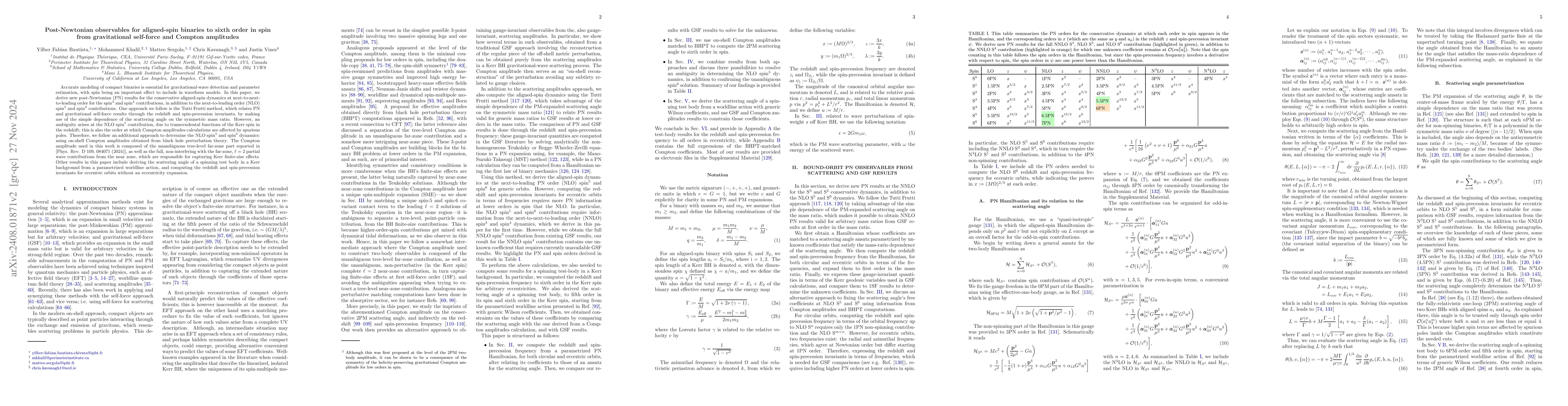 Thumbnail for Post-Newtonian observables for aligned-spin binaries to sixth order in
  spin from gravitational self-force and Compton amplitudes