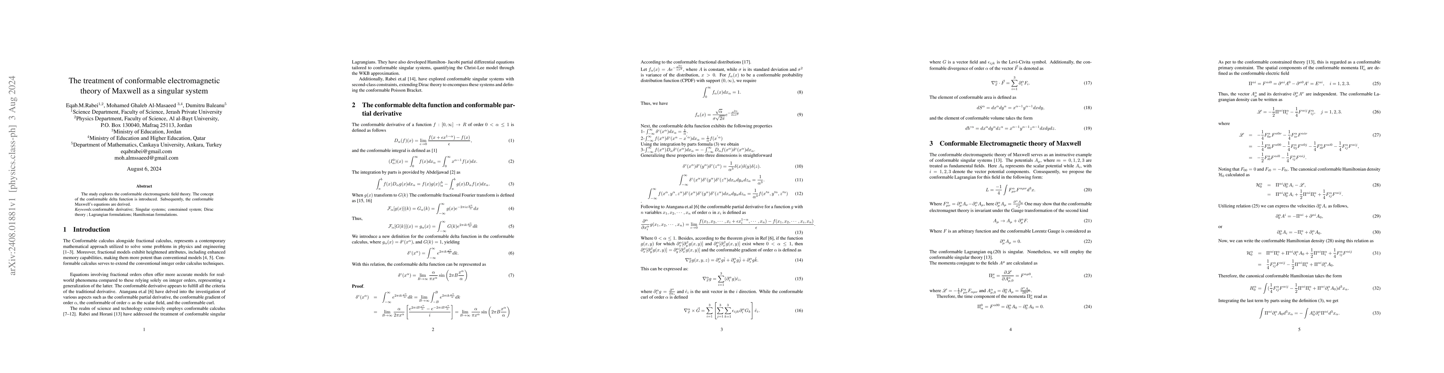 Thumbnail for The treatment of conformable electromagnetic theory of Maxwell as a
  singular system