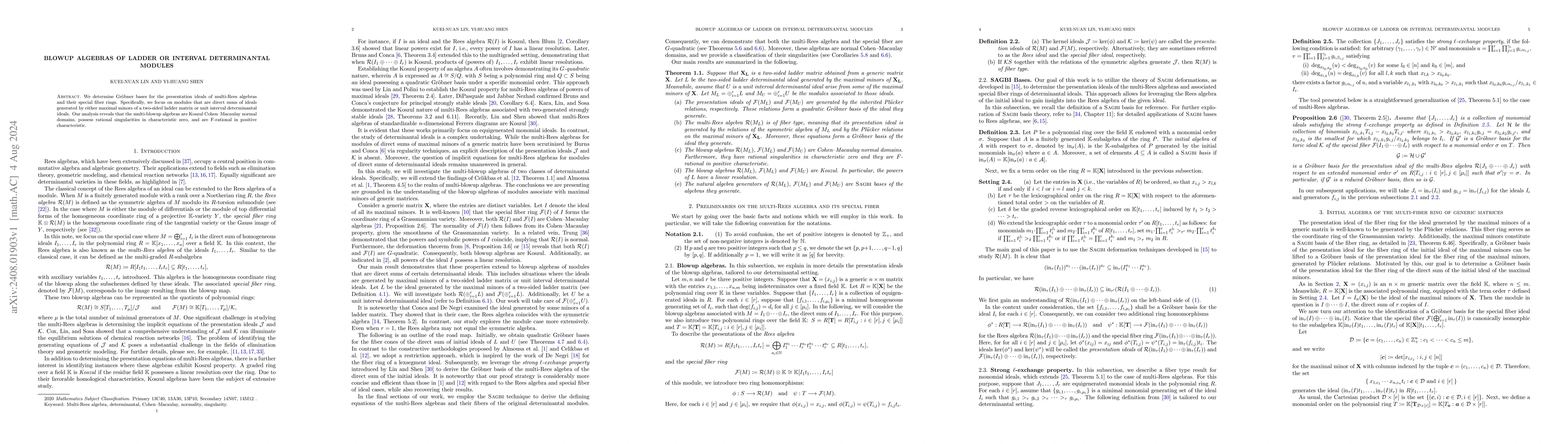 Thumbnail for Blowup algebras of ladder or interval determinantal modules
