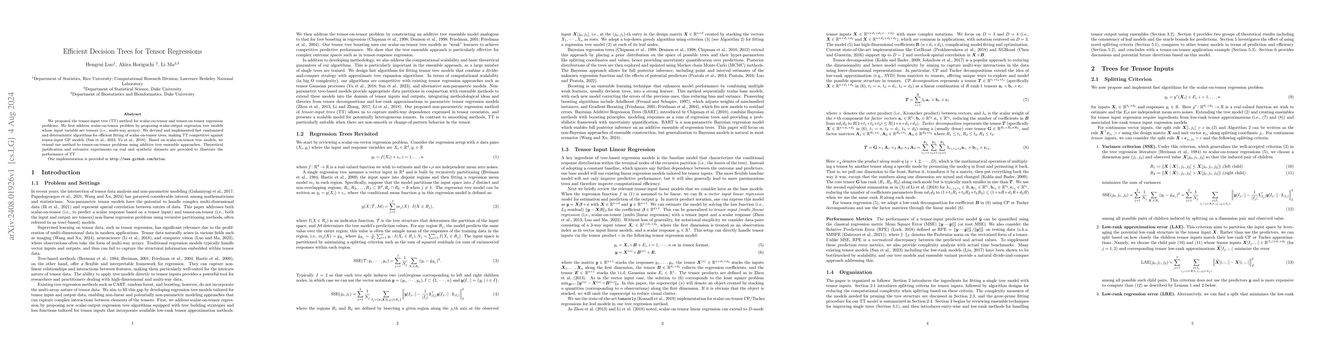Thumbnail for Efficient Decision Trees for Tensor Regressions