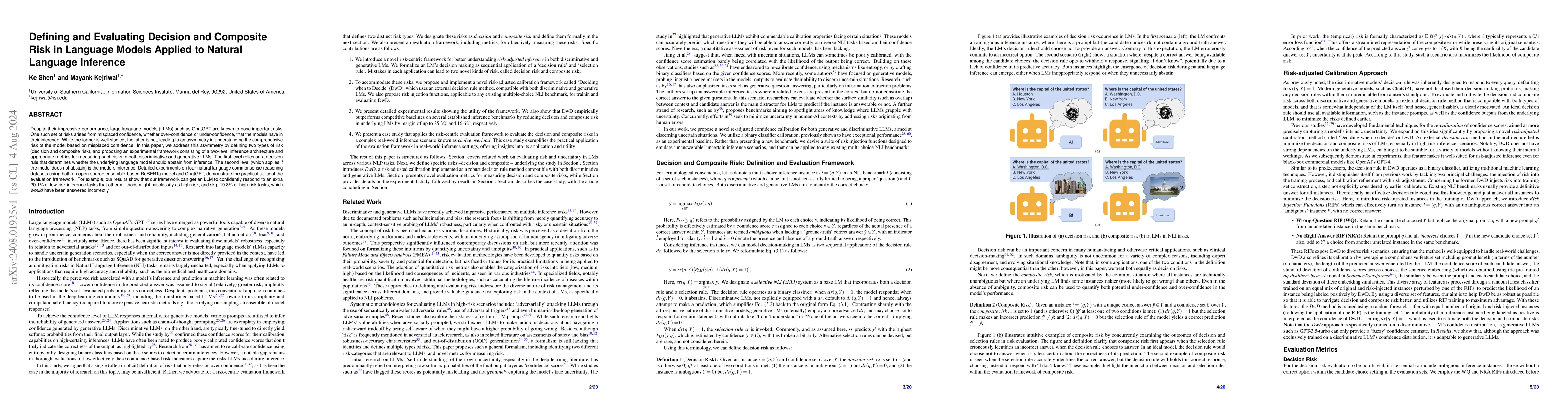 Thumbnail for Defining and Evaluating Decision and Composite Risk in Language Models
  Applied to Natural Language Inference