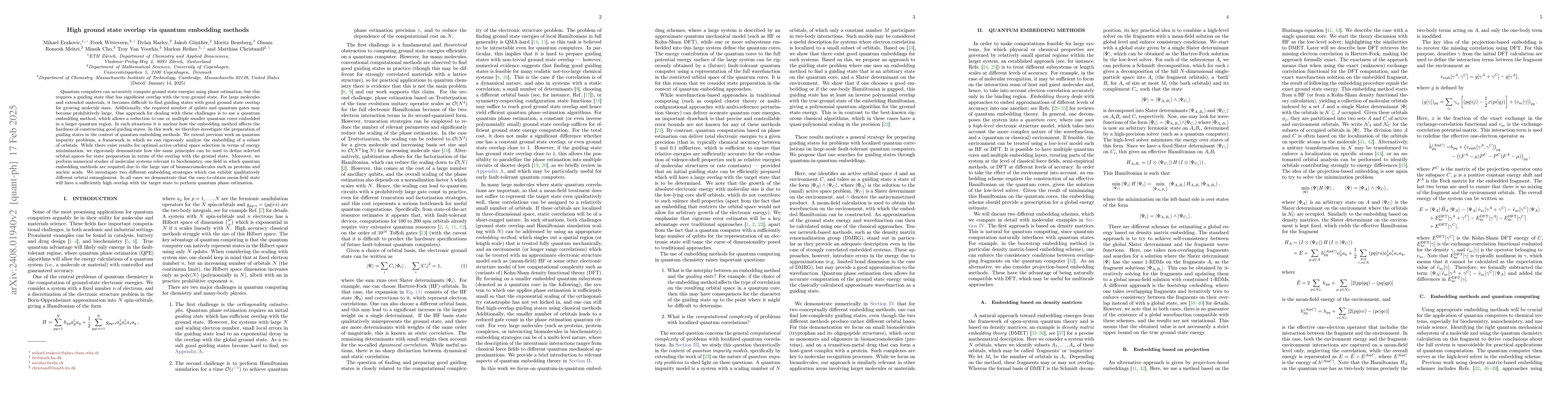 Thumbnail for High ground state overlap via quantum embedding methods