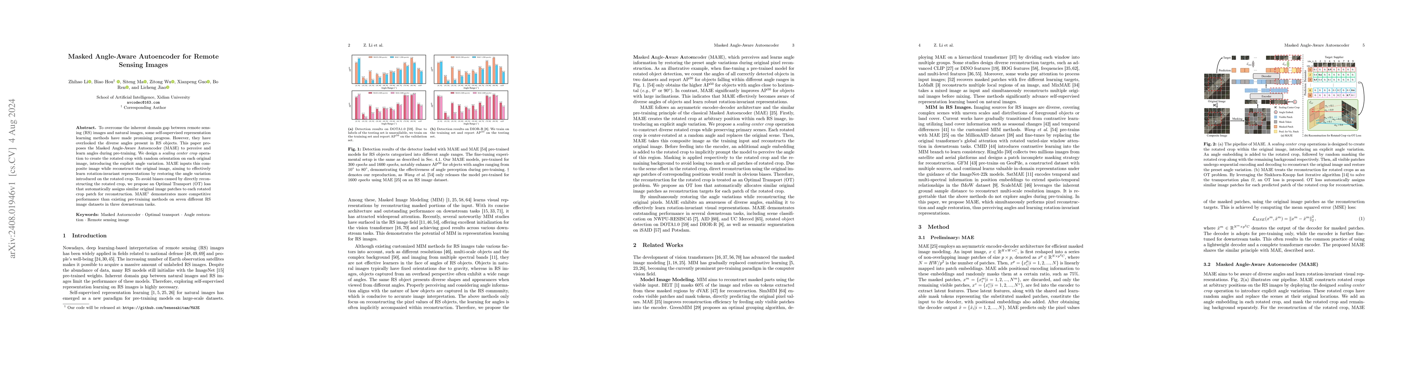 Thumbnail for Masked Angle-Aware Autoencoder for Remote Sensing Images