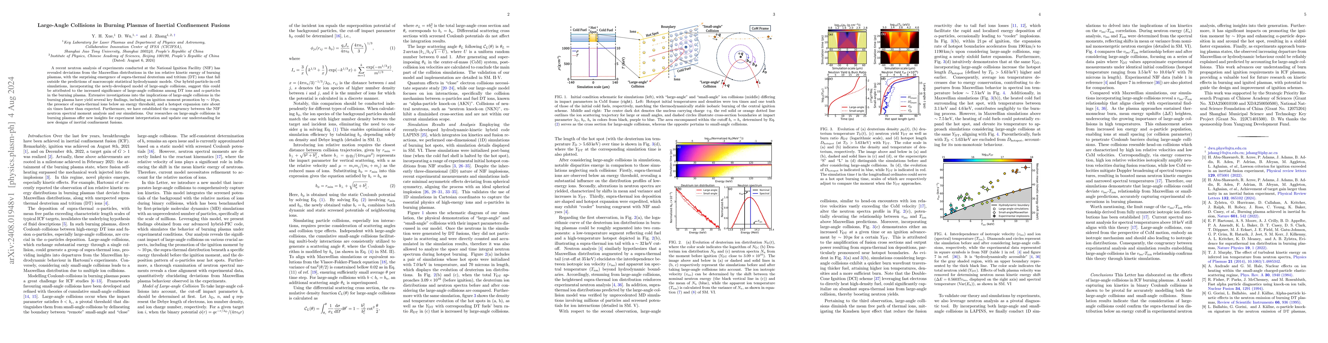 Thumbnail for Large-Angle Collisions in Burning Plasmas of Inertial Confinement
  Fusions