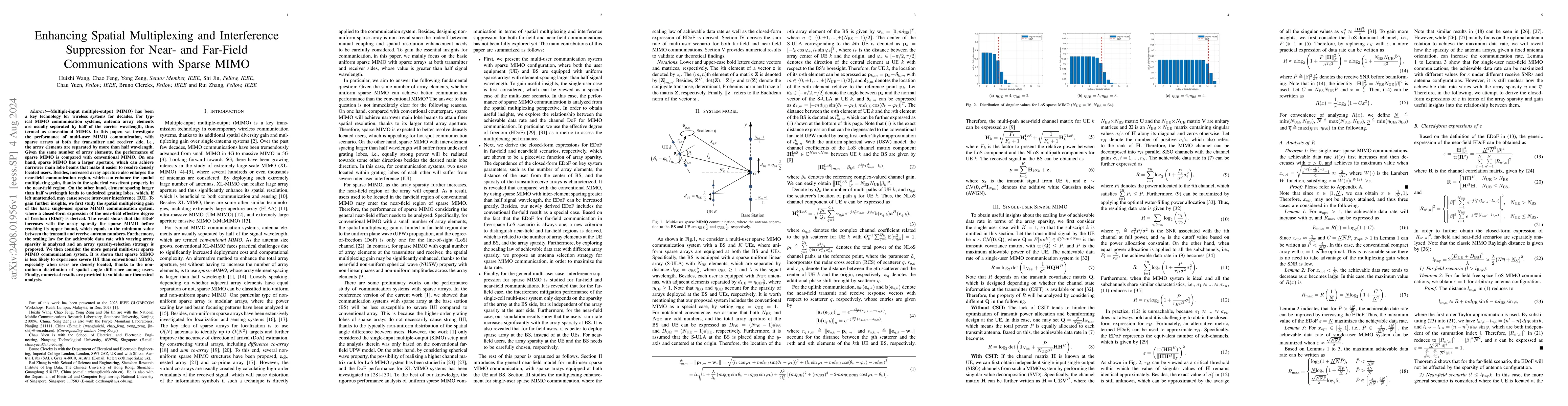 Thumbnail for Enhancing Spatial Multiplexing and Interference Suppression for Near-
  and Far-Field Communications with Sparse MIMO