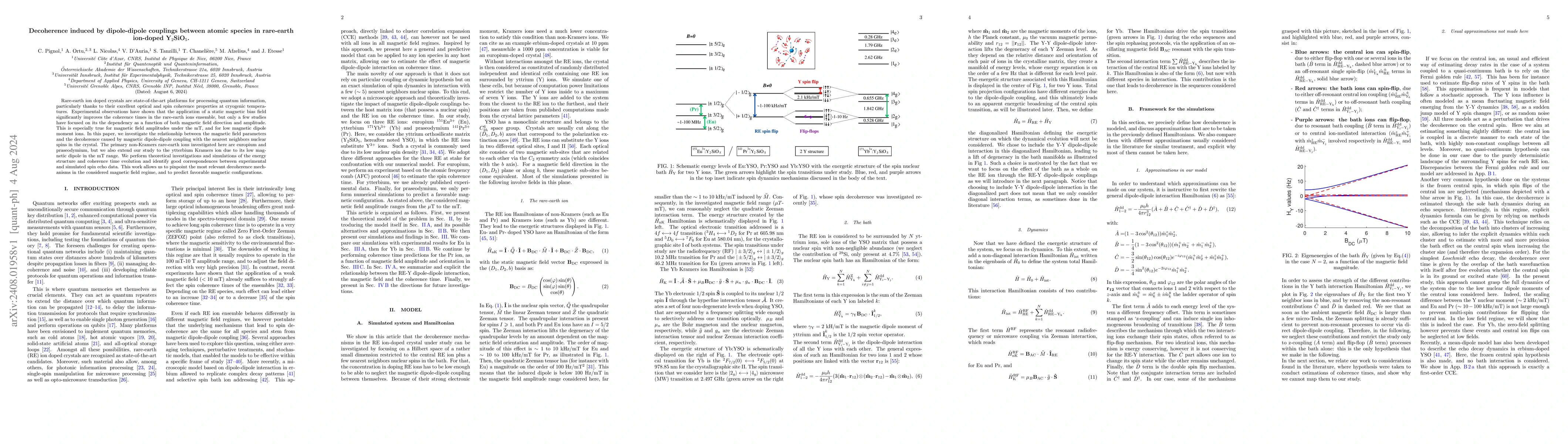 Thumbnail for Decoherence induced by dipole-dipole couplings between atomic species in
  rare-earth ion-doped Y$_2$SiO$_5$