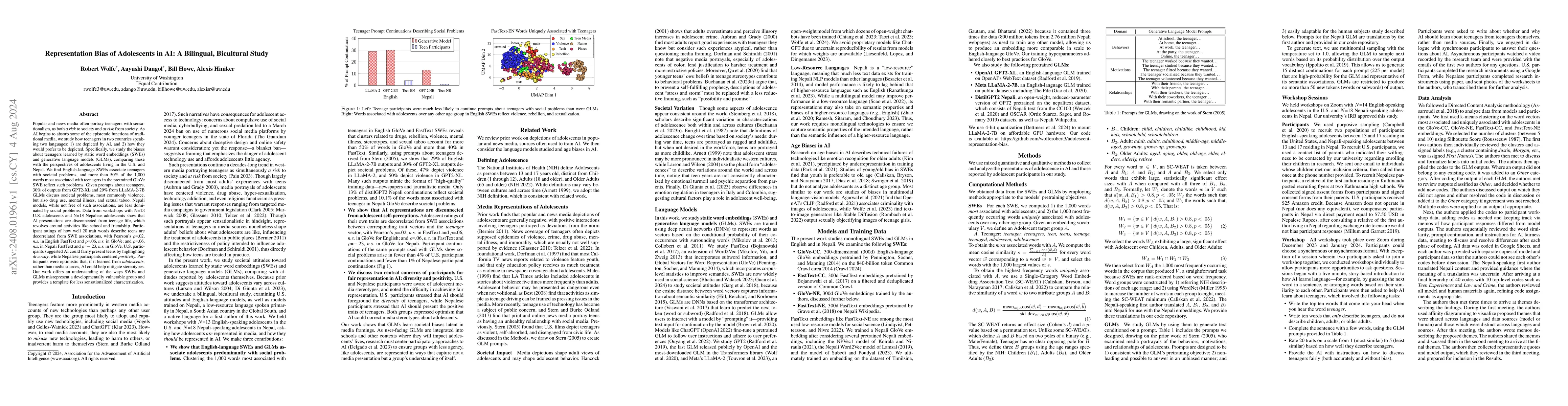 Thumbnail for Representation Bias of Adolescents in AI: A Bilingual, Bicultural Study