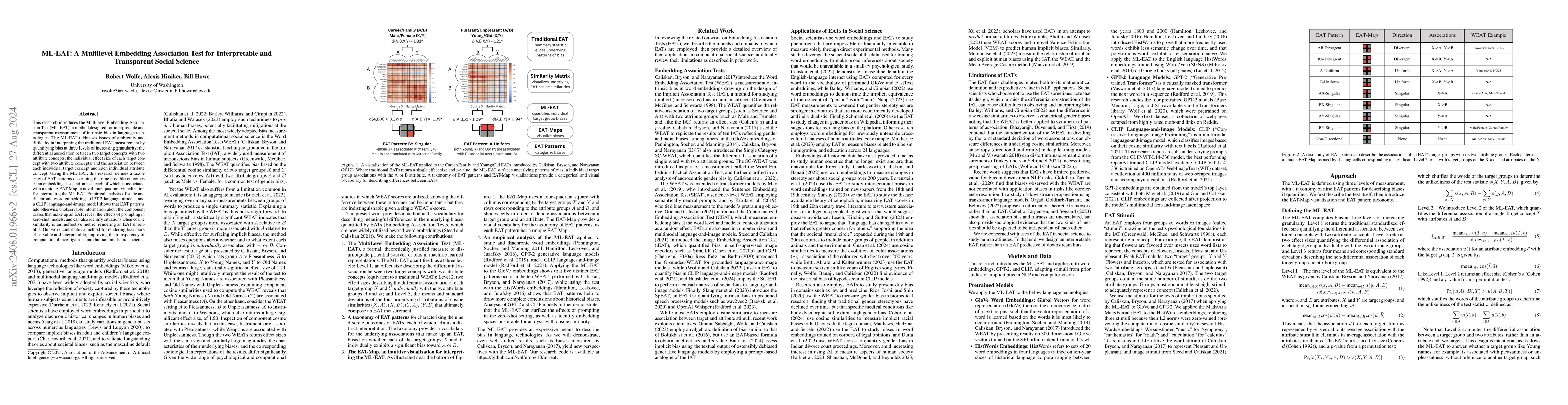 Thumbnail for ML-EAT: A Multilevel Embedding Association Test for Interpretable and
  Transparent Social Science
