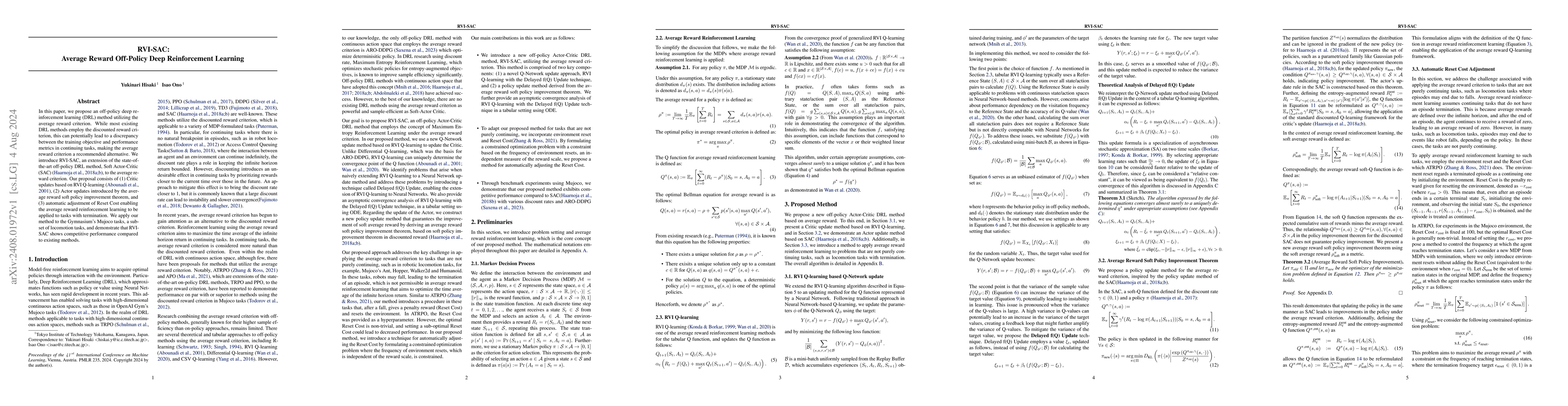 Thumbnail for RVI-SAC: Average Reward Off-Policy Deep Reinforcement Learning