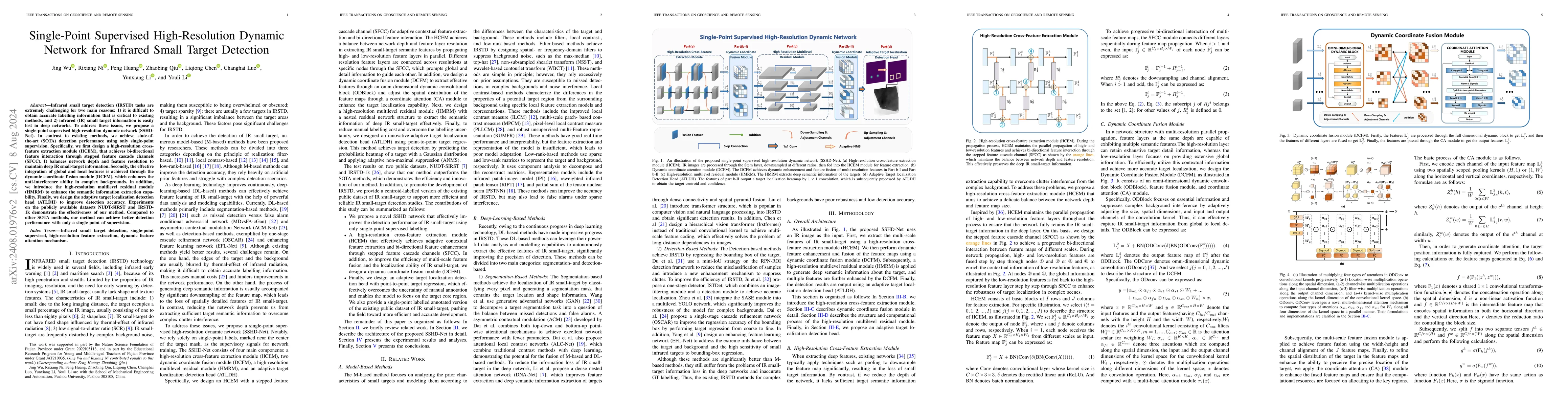 Thumbnail for Single-Point Supervised High-Resolution Dynamic Network for Infrared
  Small Target Detection