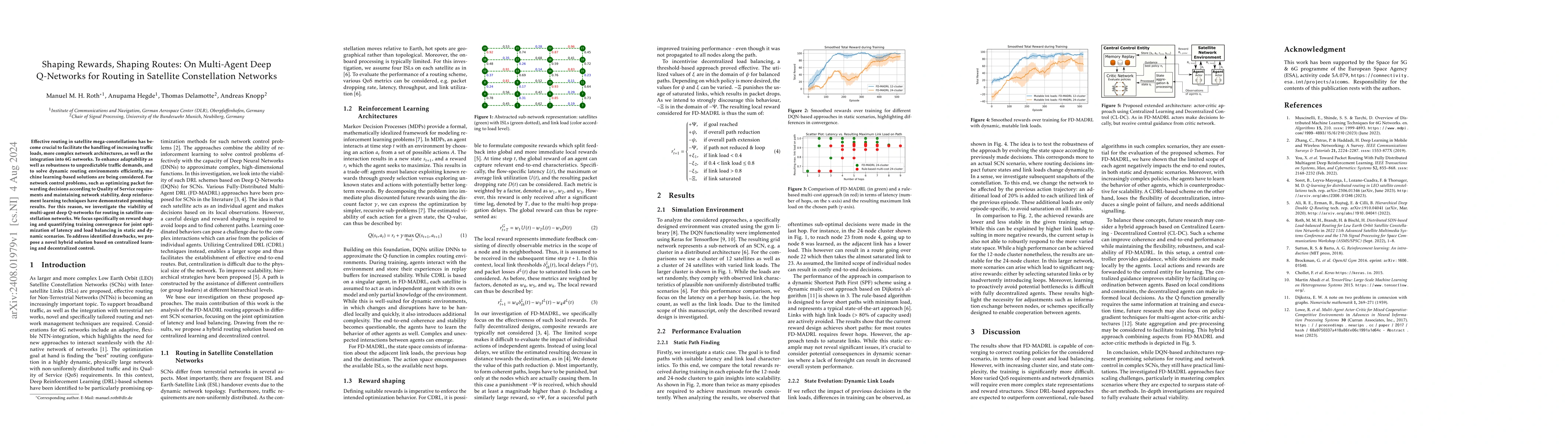 Thumbnail for Shaping Rewards, Shaping Routes: On Multi-Agent Deep Q-Networks for
  Routing in Satellite Constellation Networks