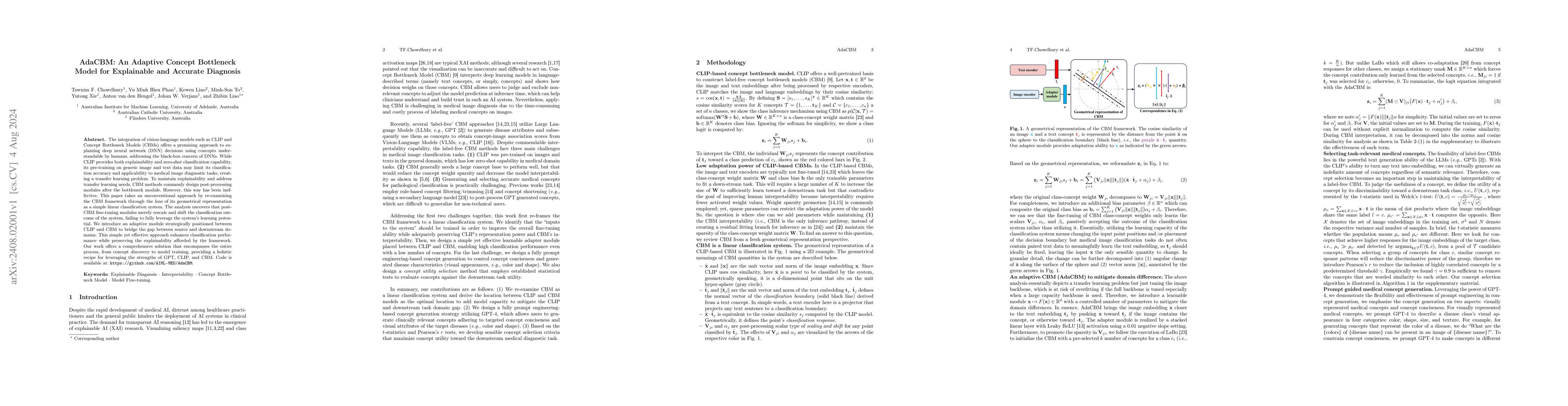 Thumbnail for AdaCBM: An Adaptive Concept Bottleneck Model for Explainable and
  Accurate Diagnosis