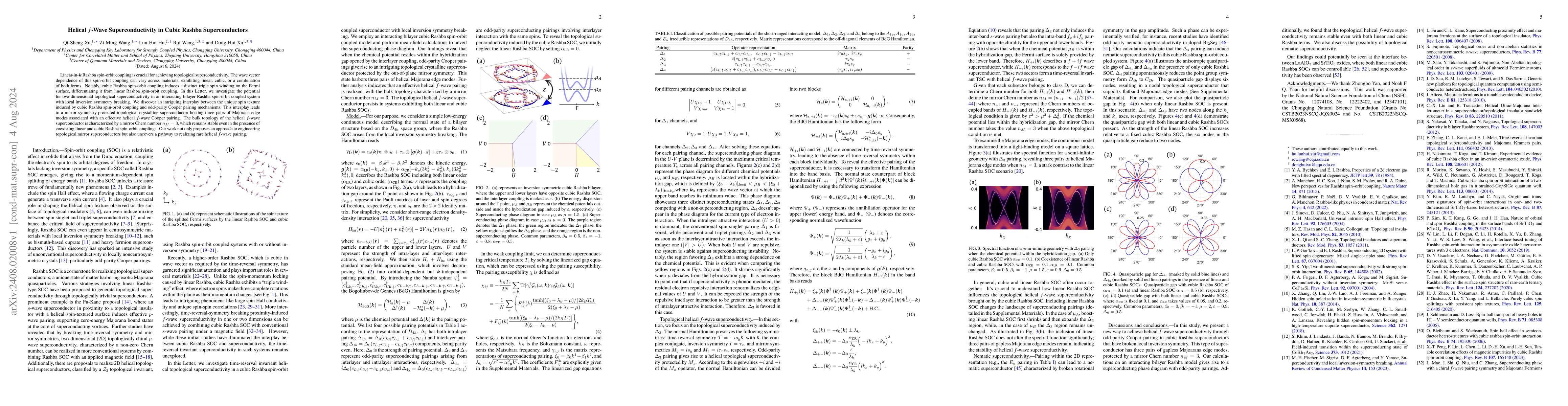 Thumbnail for Helical $f$-Wave Superconductivity in Cubic Rashba Superconductors