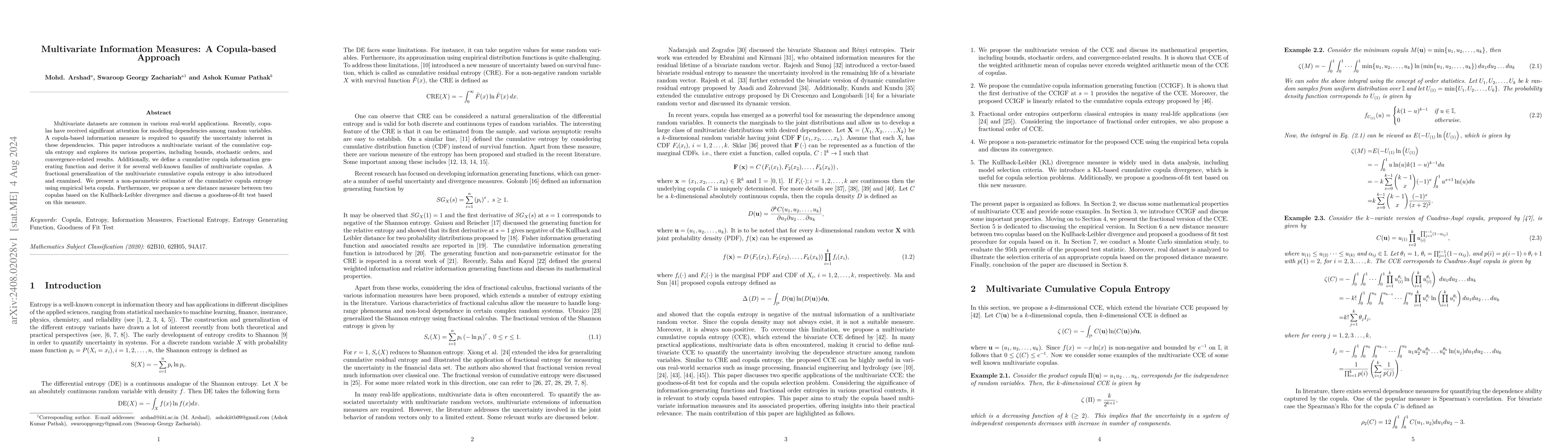 Thumbnail for Multivariate Information Measures: A Copula-based Approach