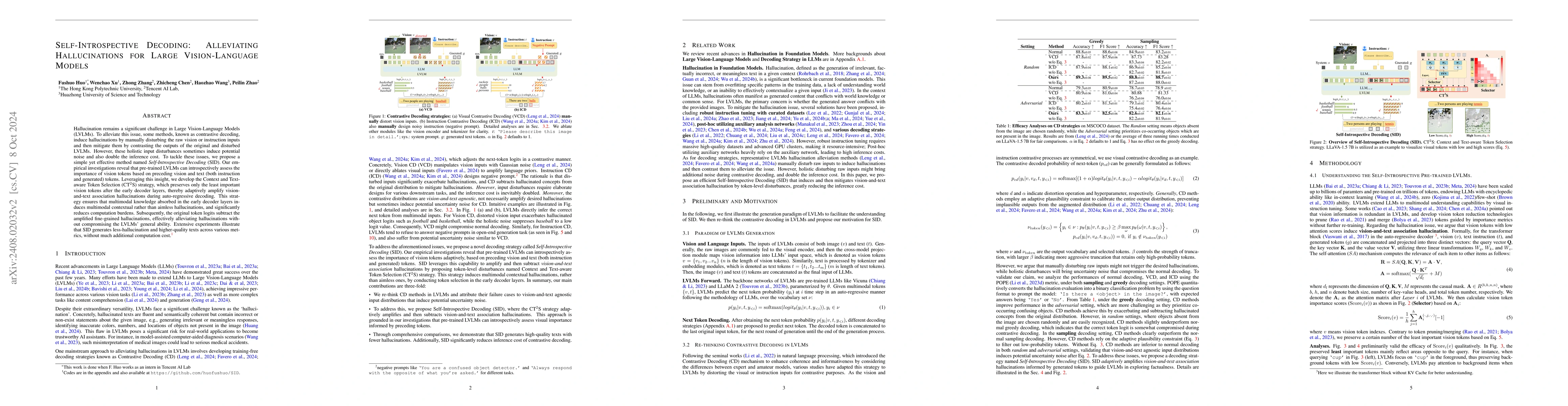 Thumbnail for Self-Introspective Decoding: Alleviating Hallucinations for Large
  Vision-Language Models