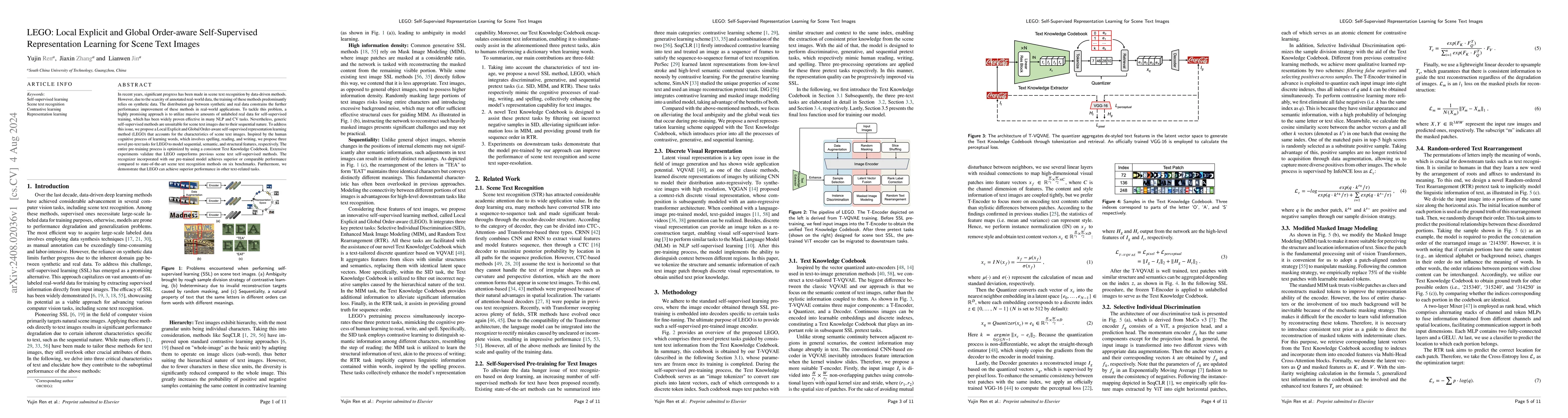 Thumbnail for LEGO: Self-Supervised Representation Learning for Scene Text Images