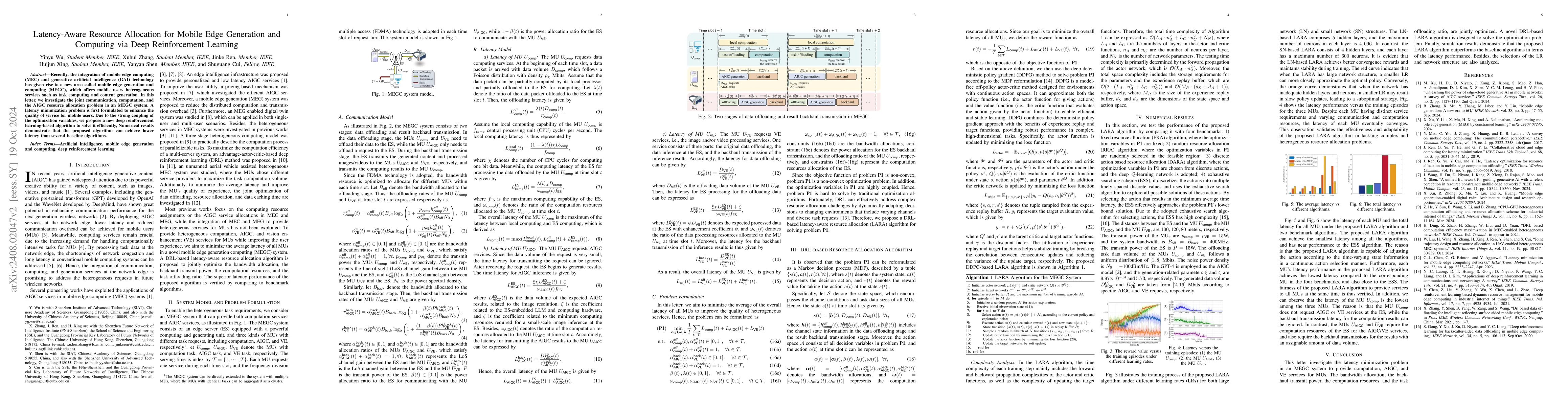 Thumbnail for Latency-Aware Resource Allocation for Mobile Edge Generation and
  Computing via Deep Reinforcement Learning