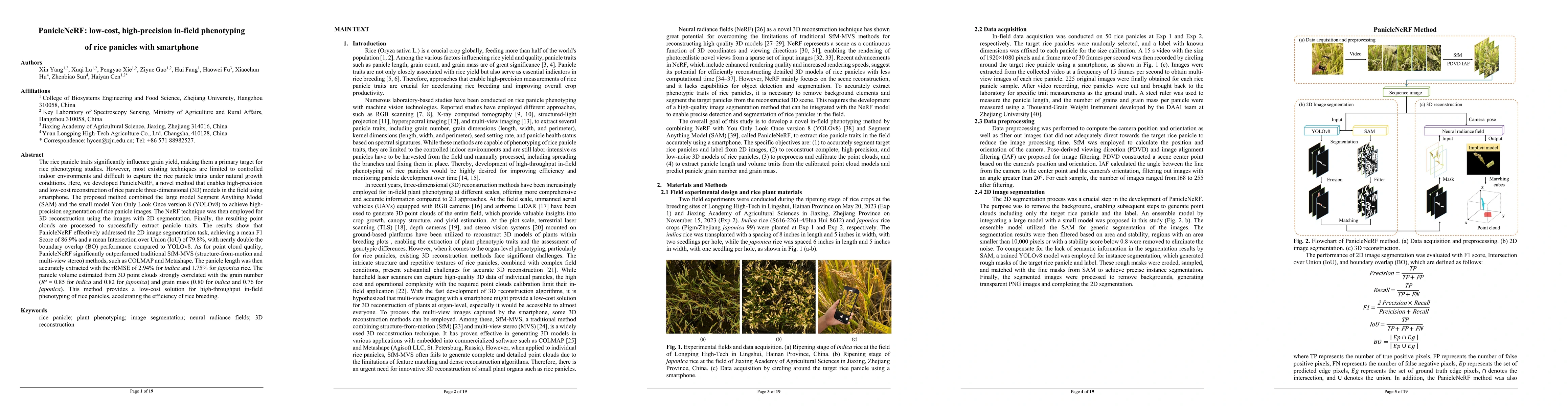 Thumbnail for PanicleNeRF: low-cost, high-precision in-field phenotypingof rice
  panicles with smartphone