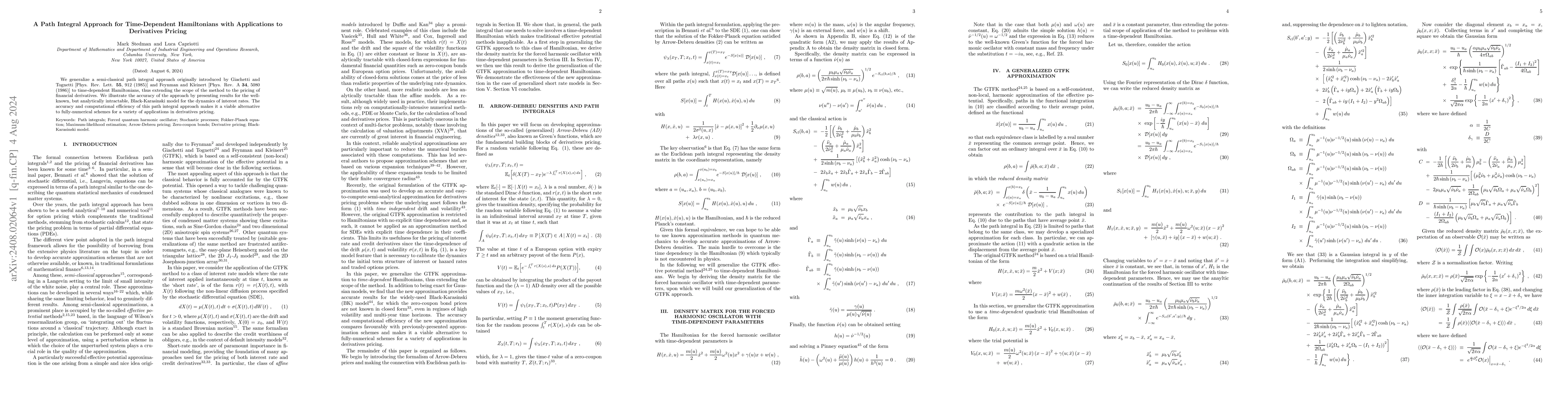 Thumbnail for A Path Integral Approach for Time-Dependent Hamiltonians with
  Applications to Derivatives Pricing