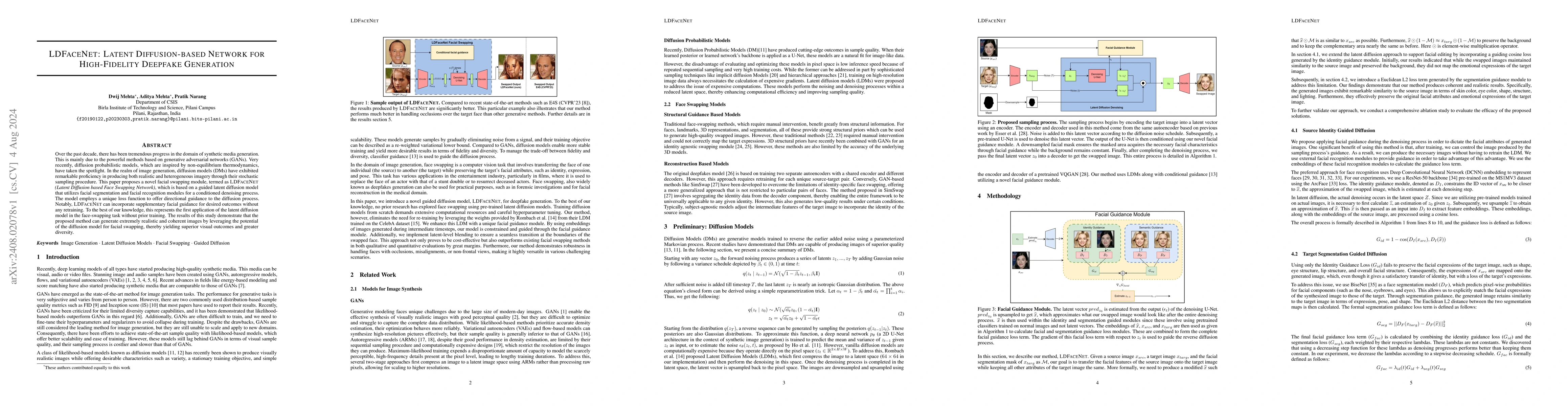 Thumbnail for LDFaceNet: Latent Diffusion-based Network for High-Fidelity Deepfake
  Generation
