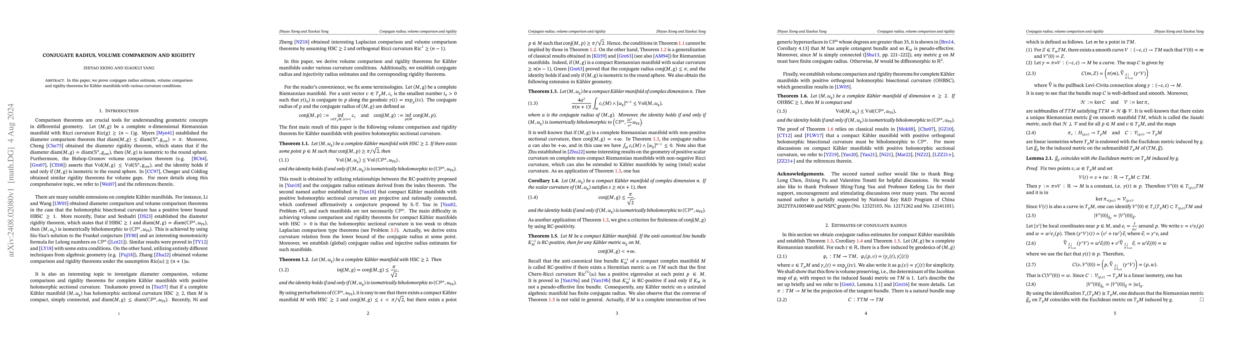 Thumbnail for Conjugate radius, volume comparison and rigidity