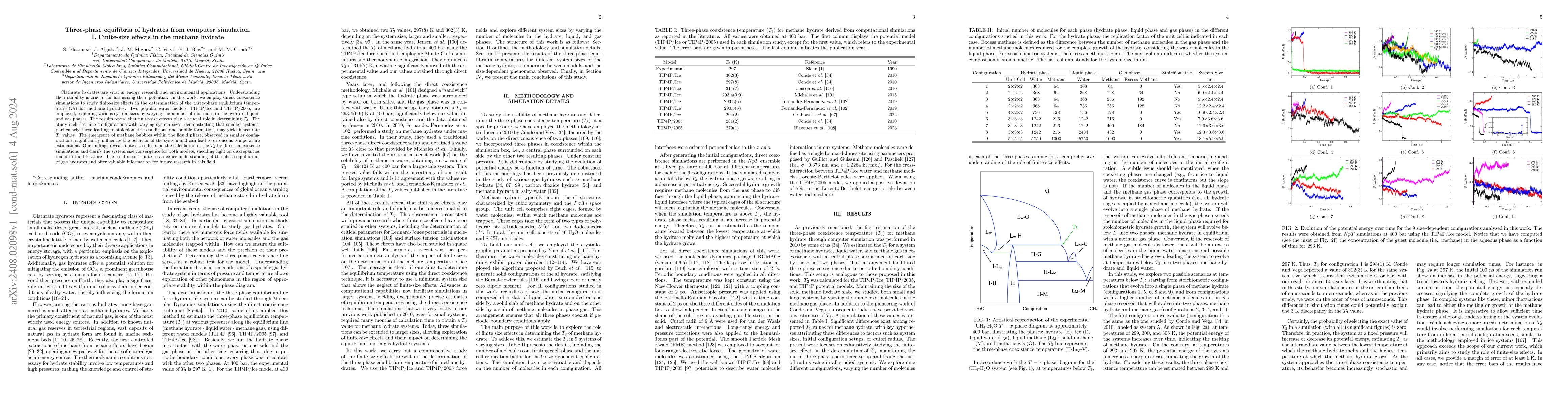 Thumbnail for Three-phase equilibria of hydrates from computer simulation. I.
  Finite-size effects in the methane hydrate