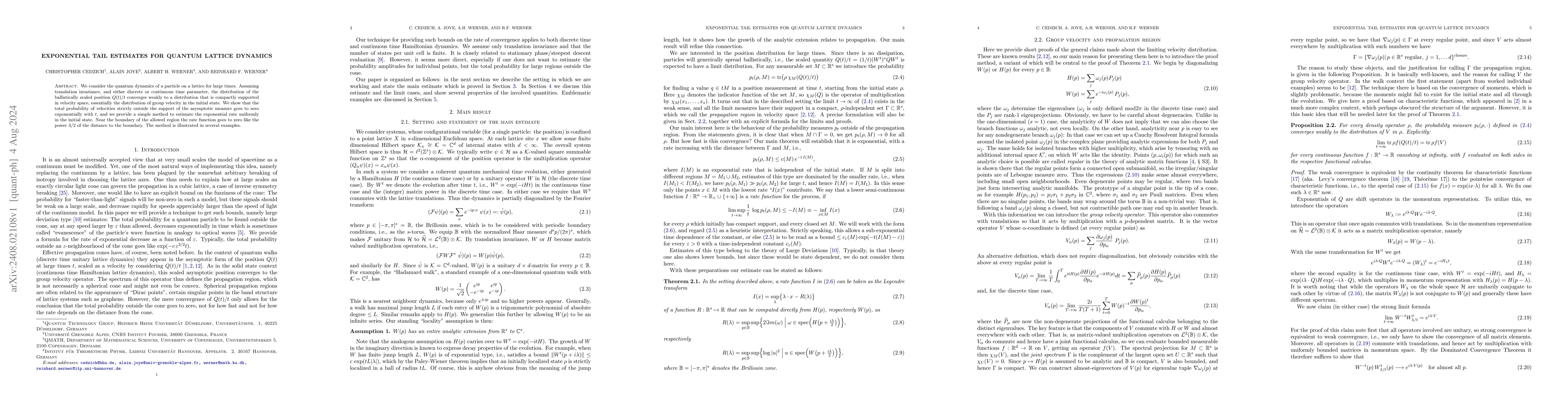 Thumbnail for Exponential tail estimates for quantum lattice dynamics