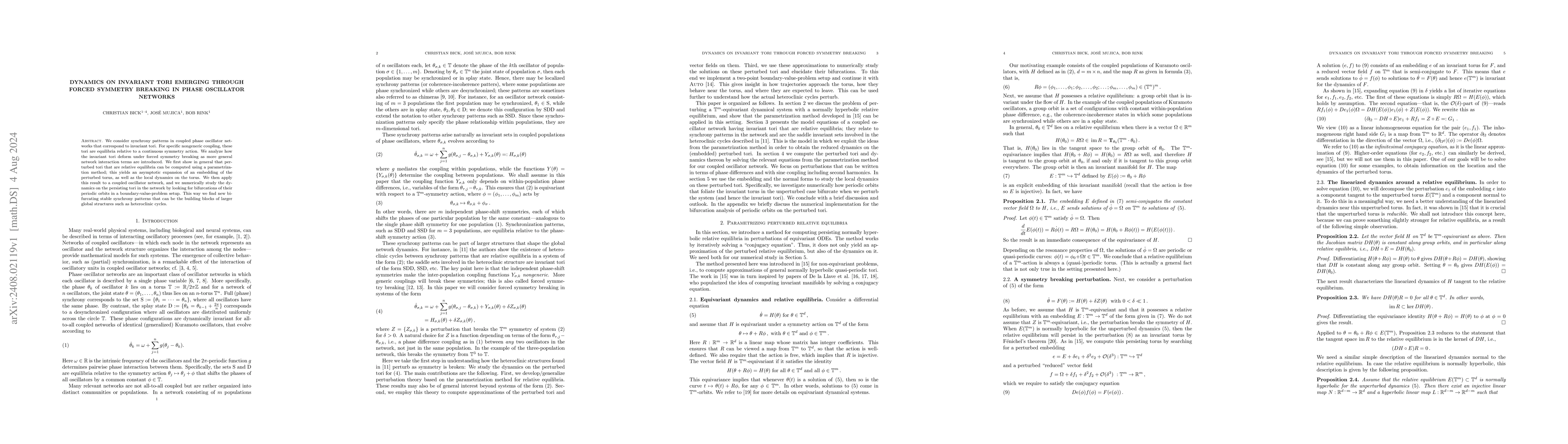 Thumbnail for Dynamics on invariant tori emerging through forced symmetry breaking in
  phase oscillator networks
